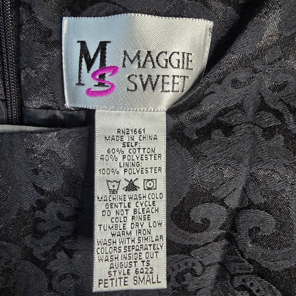 Maggie Sweet Elegant Black Knee Length Sleeveless Dress Size Small Petite - Picture 4 of 4